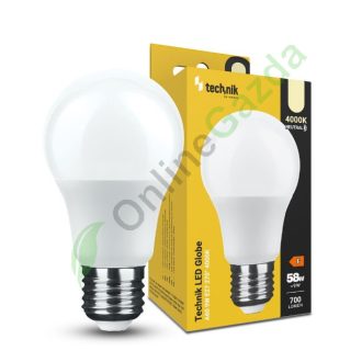 Technik LED Izzó Globe A60 9W E27 270° 4000K (700 lumen)